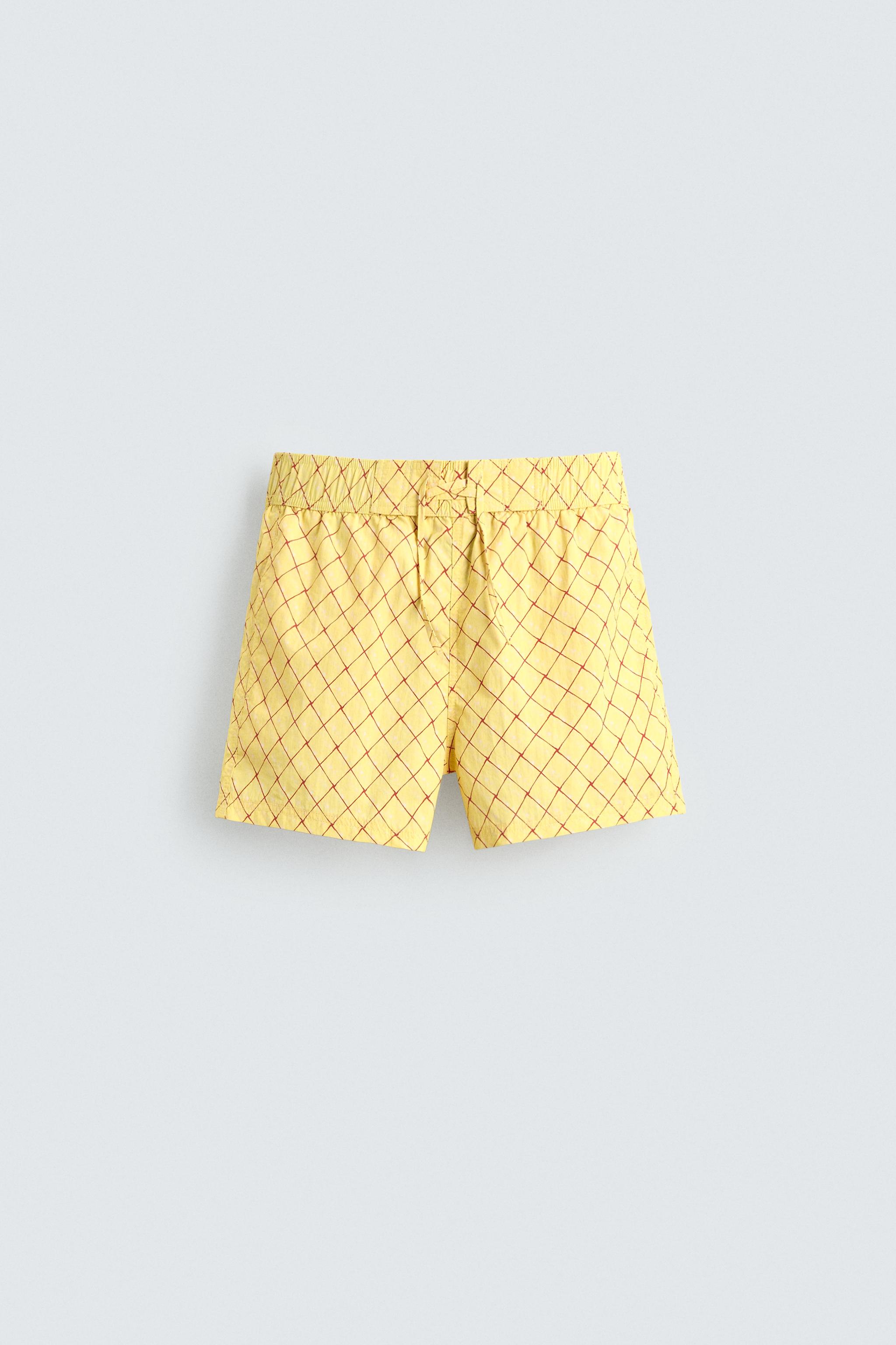 MAILLOT DE BAIN MI-LONG À IMPRIMÉ GÉOMÉTRIQUE DÉLAVÉ